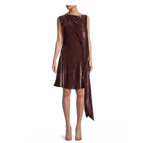 Salvatore Ferragamo Belted Draped Velvet Crushed-velvet Dress Size 40 (US 6 )NWT - Picture 3 of 15